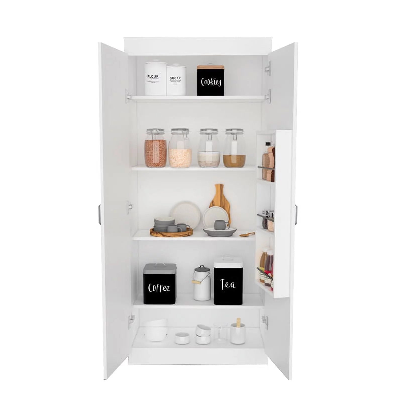 White 5-Shelf Engineered Wood Pantry Cabinet U981