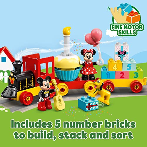 Mickey & Minnie Mouse Birthday Train Building Toy with Number Bricks, Cake and Balloons, for Ages 2+ V698