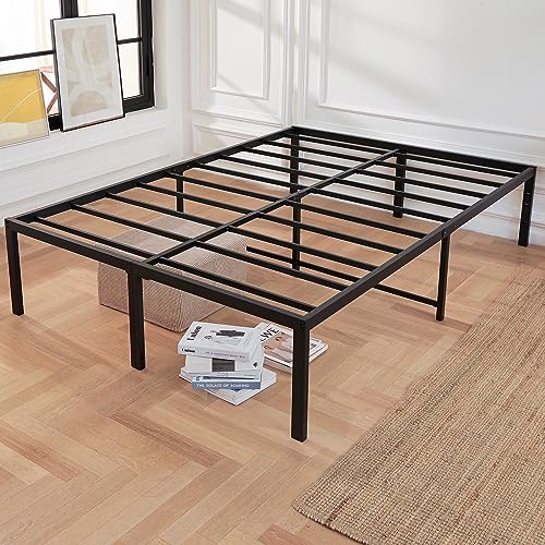 Black 18 Inch Tall Cal King Metal Platform Bed Frame P4825