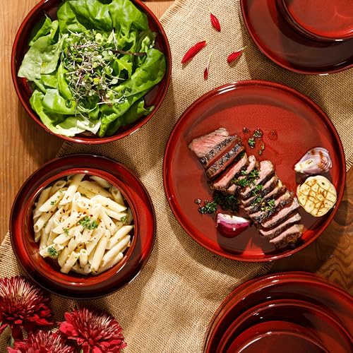 Amber Terracotta Reactive Glaze Dinnerware Set, Service for Four (16pcs) L610421