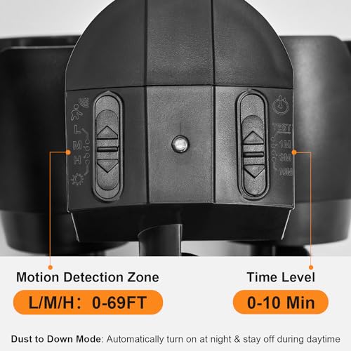 15W 1500 Lumen LED Security Lights with Motion Sensor Outdoor, 3000K/5000K Light, IP65 Waterproof, Dusk to Dawn, Dual-Head Flood Wall Light (Black) W116