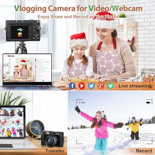 48MP 4K Digital Camera with 3'' 180° Flip Screen 16X Zoom F68540
