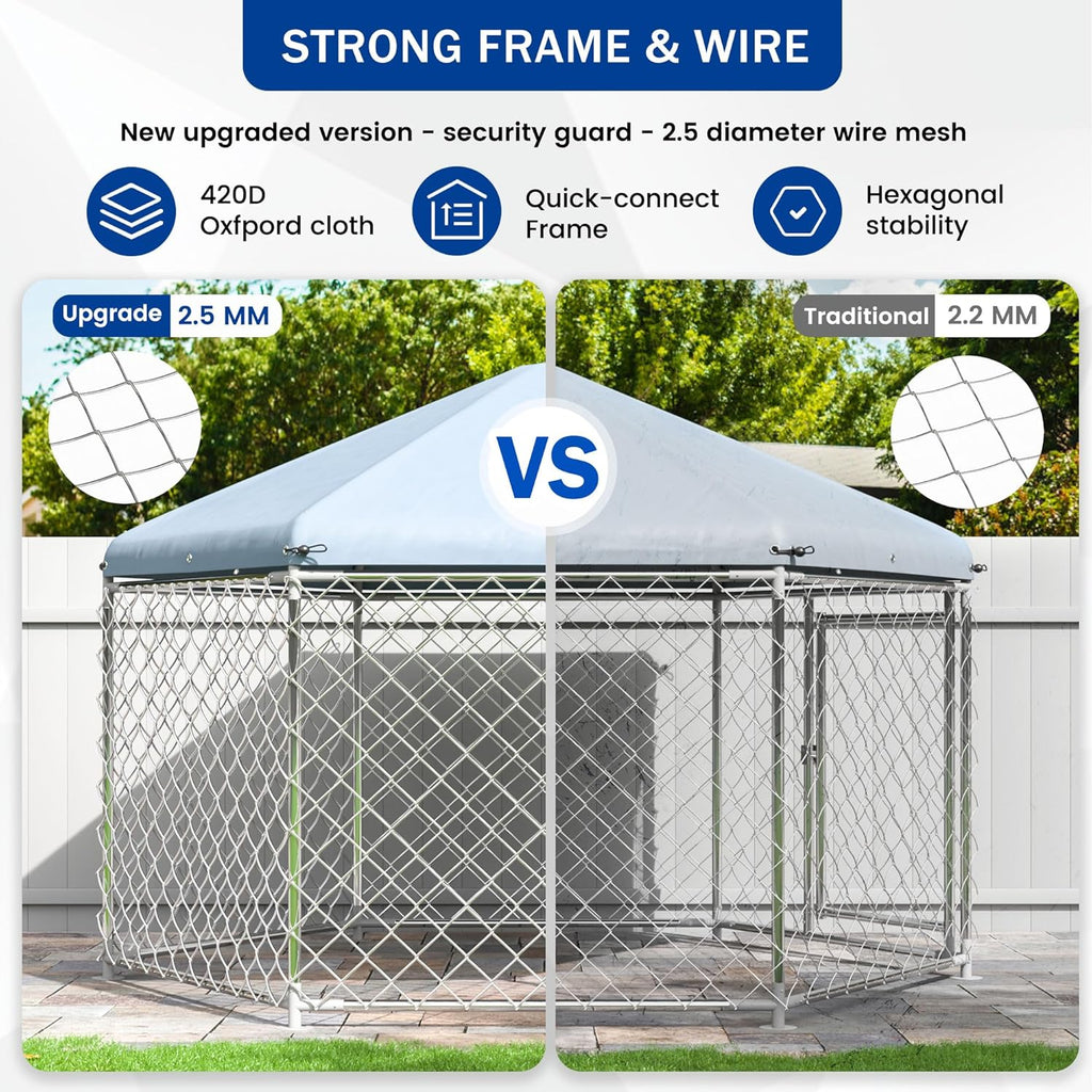 Large Dog Kennel with Roof and Metal Gate E41190
