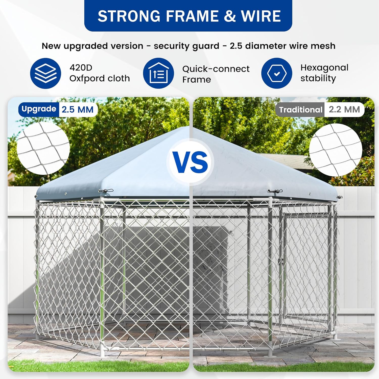 Large Dog Kennel with Roof and Metal Gate E41190