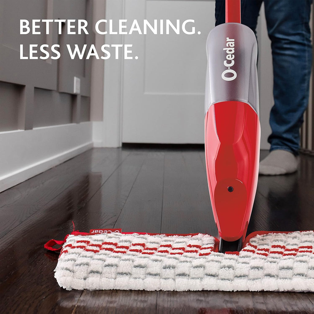 Red Microfiber Spray Mop with 4 Extra Refills Z798473
