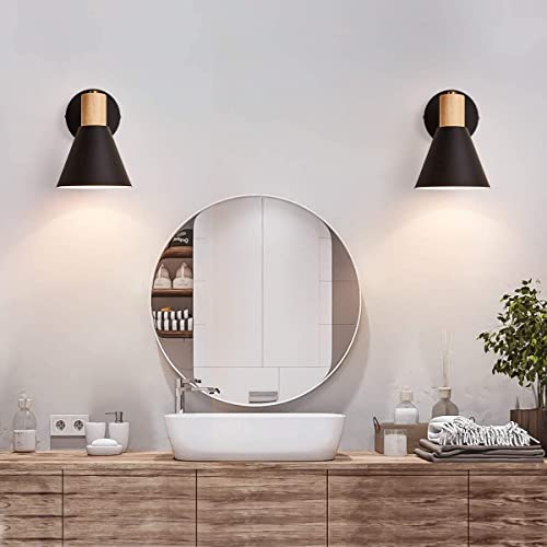 Black Dimmable Wood Style Plug in Wall Sconce X786