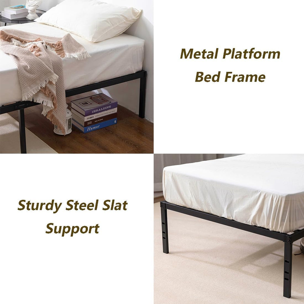 Twin XL Metal Platform Bed Frame with Storage Space Under Frame, Black X4389