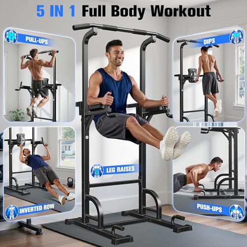 Pull Up Bar Dip Station Power Tower Multi-Function Home Gym Strength Training Fitness Equipment 450LBS O487