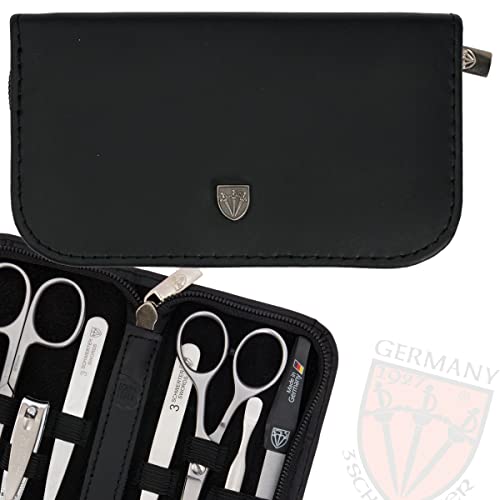 8 piece manicure pedicure grooming kit set synthetic leather case white D334969
