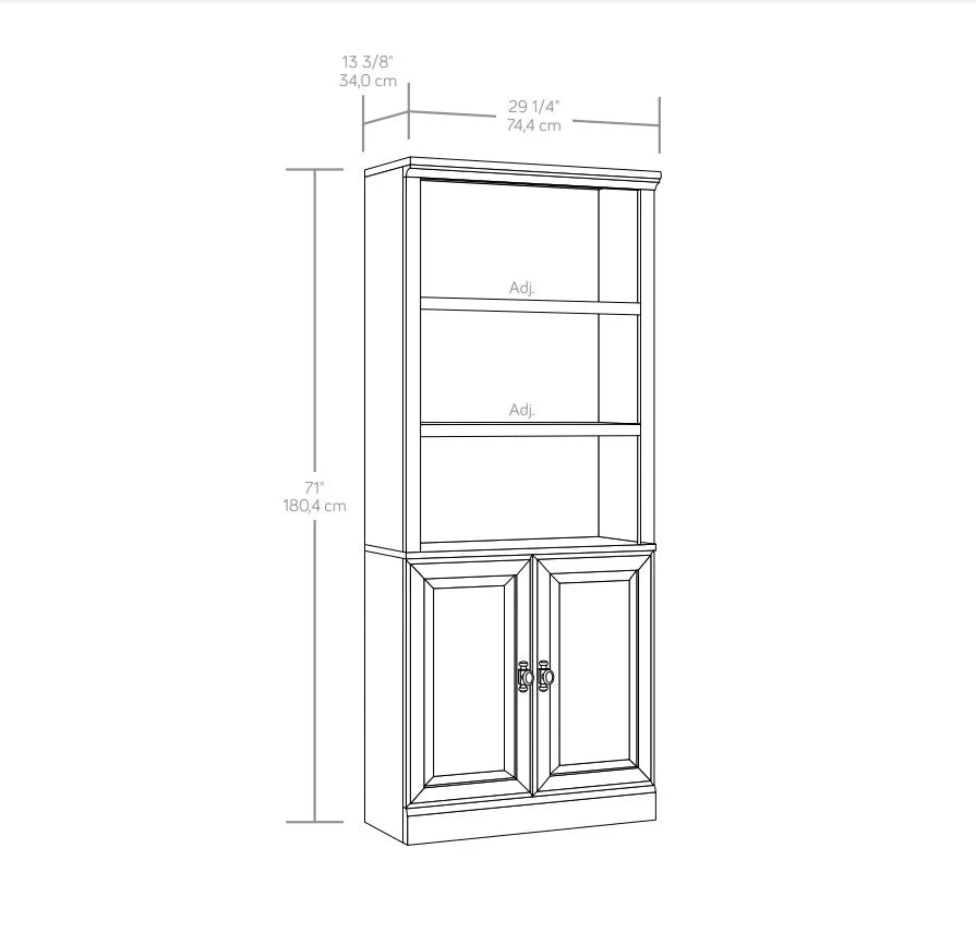 Heritage Walnut Finish 5 Shelf Bookcase with Doors O850609