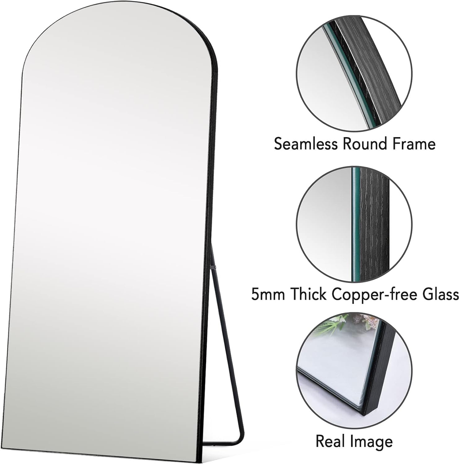 71''x31'' Black Arched Floor Mirror J9188