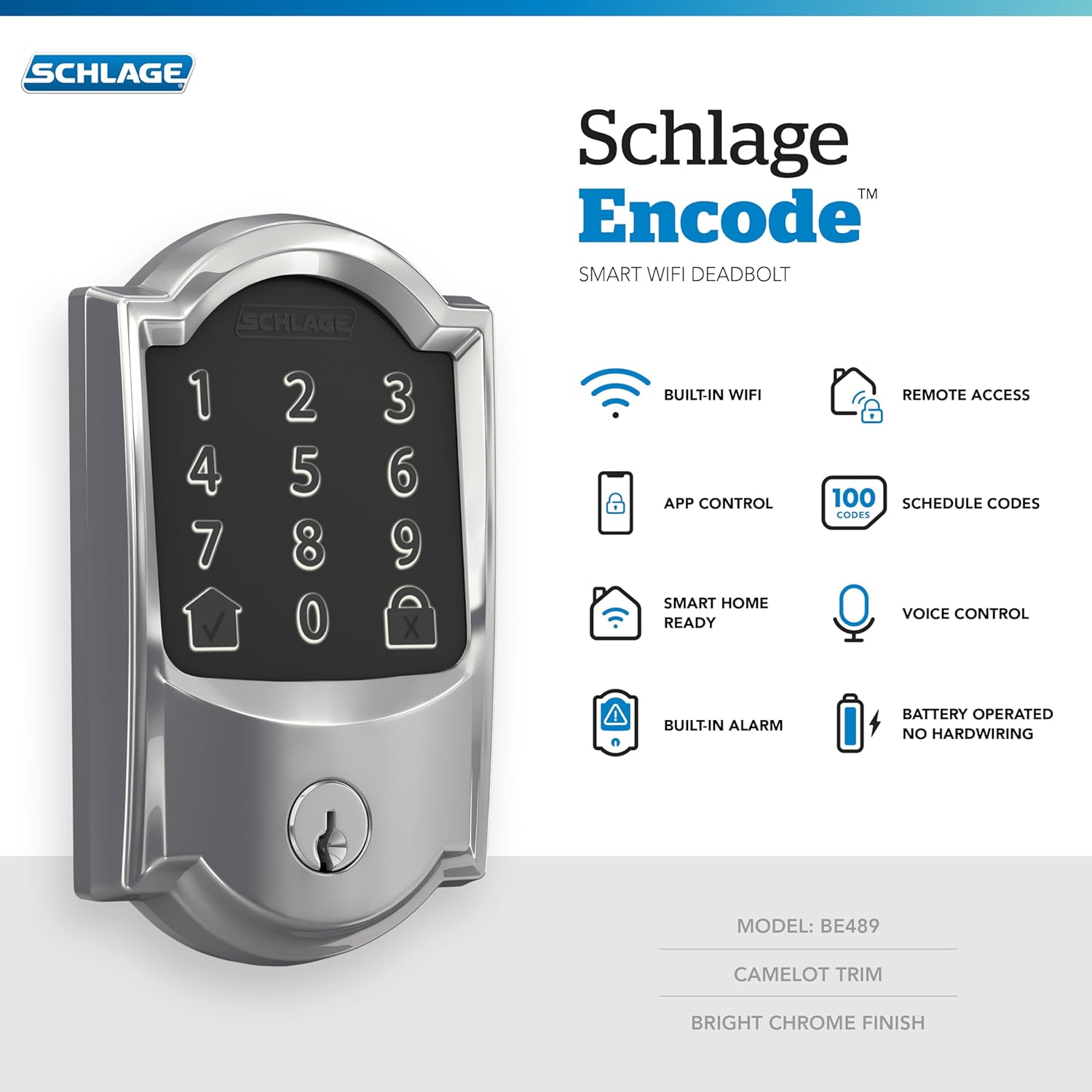Bright Chrome Smart WiFi Deadbolt L57952