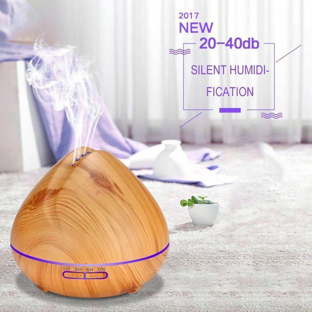 550ml Wood Grain Ultrasonic Cool Mist Aroma Essential Oil Diffuser N4115