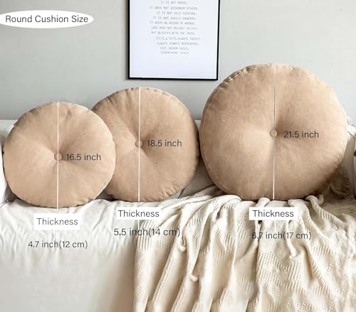 Yellow Large Round Floor Cushion Set of 2 T298