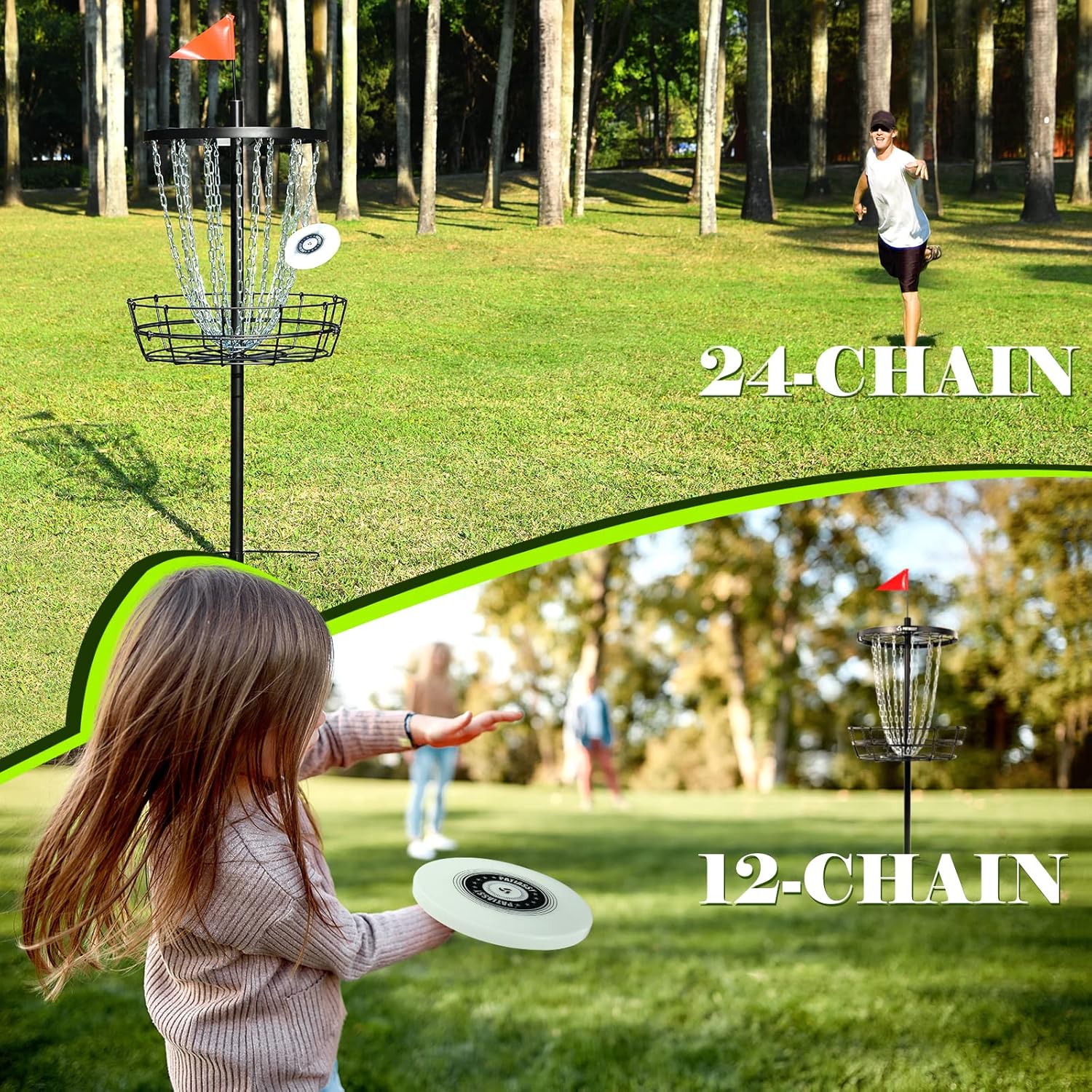 Portable Disc Golf Basket with 24/12 Chains G51120