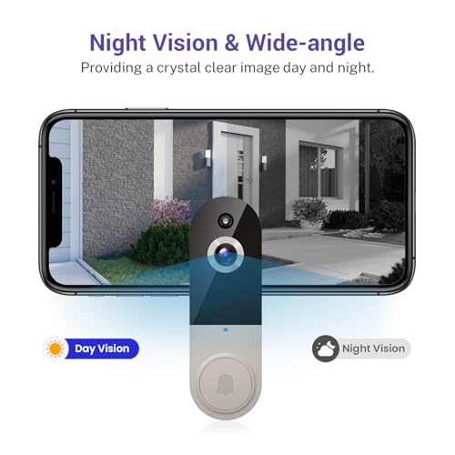 Black 1080P Wireless Video Doorbell Camera with Night Vision E3168