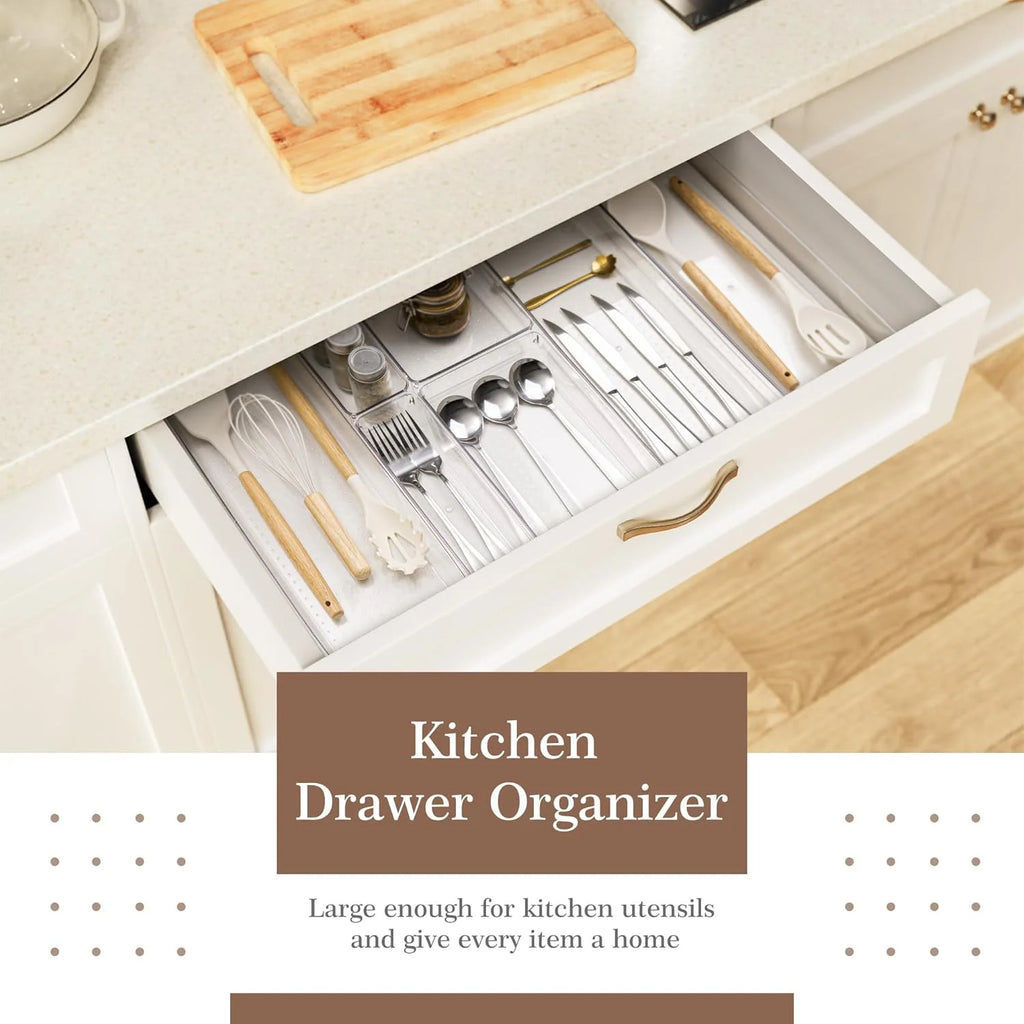 14 PCS Clear Plastic Drawer Organizer Set G419861