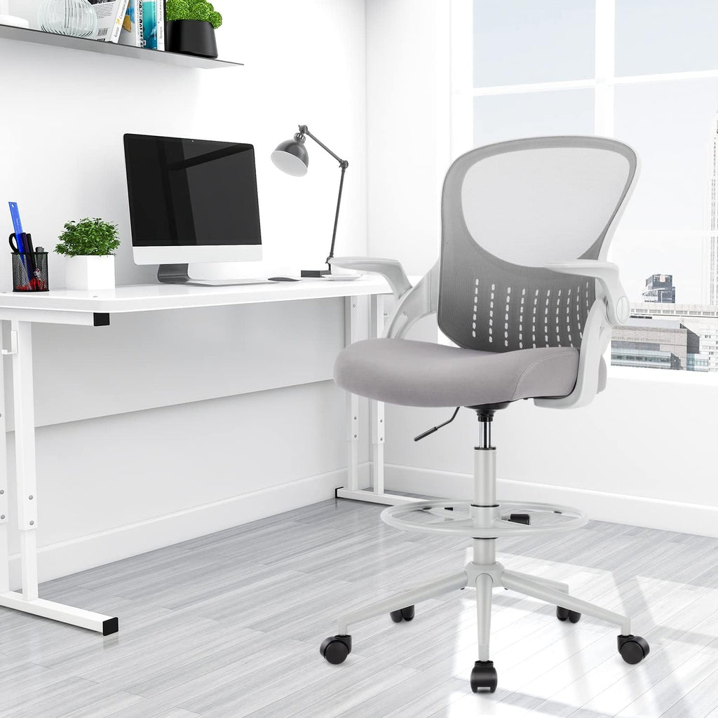 Grey Mid Back Mesh Drafting Chair H7720