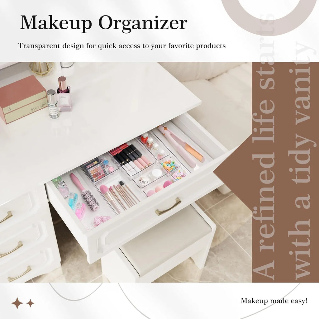 14 PCS Clear Plastic Drawer Organizer Set G419861