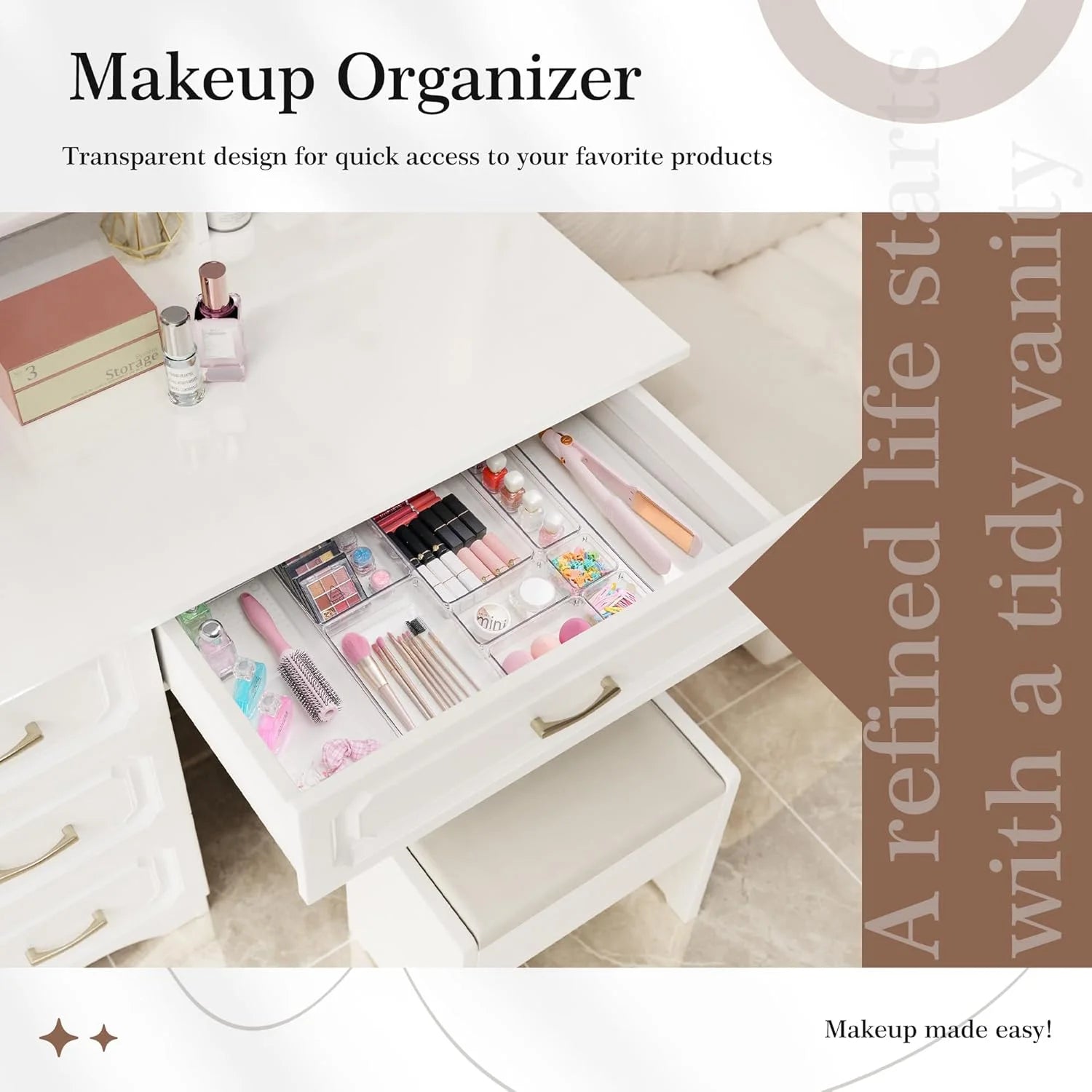 14 PCS Clear Plastic Drawer Organizer Set G419861