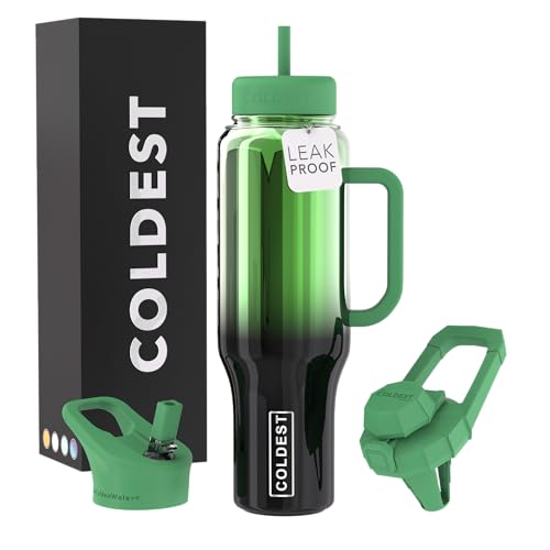 40 oz Stainless Steel Insulated Tumbler with Handle and Straw (3 Lids) L1344