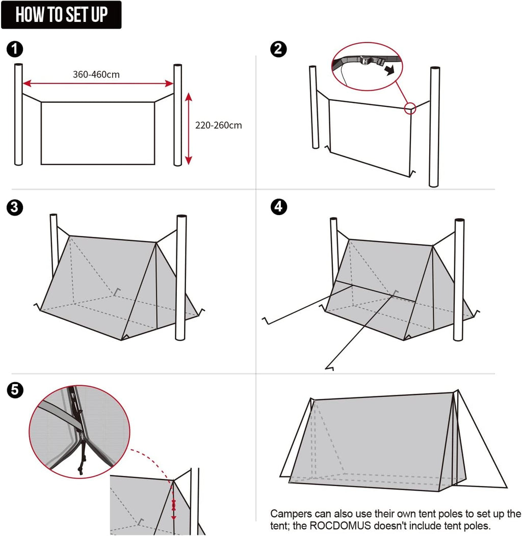 Hammock Hot Tent with Stove Jack, Waterproof Camping Tarp, PU3000mm 4 Season Tent V8052