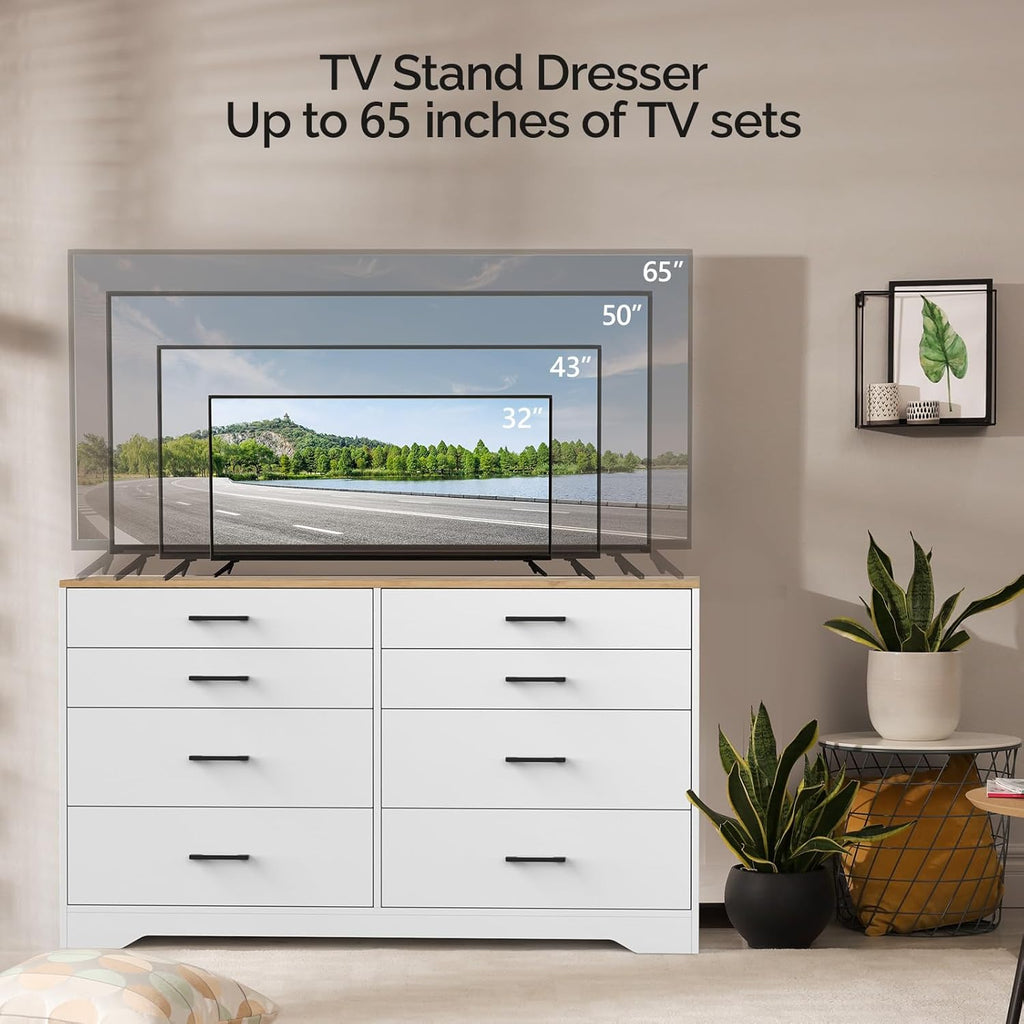 White 8 Drawer Wood Dresser L4277