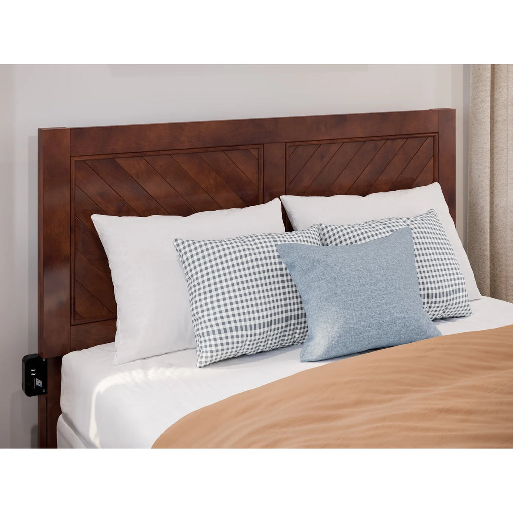 Full Solid Wood Foundation Bed Frame with Matching Footboard K69108