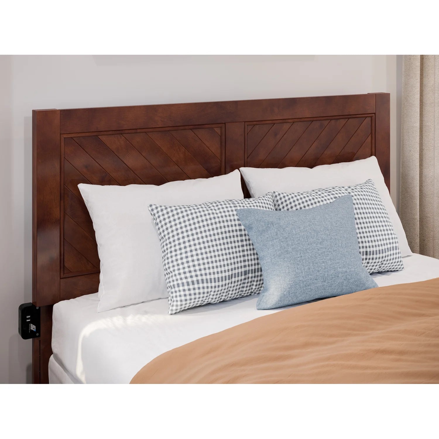 Full Solid Wood Foundation Bed Frame with Matching Footboard K69108