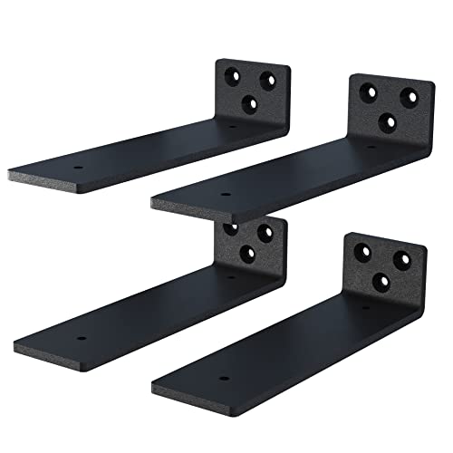 Black Powder Coated Steel Floating Shelf Brackets 4-Pack E972373