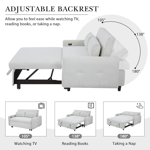 Blue Grey Corduroy 4 in 1 Convertible Sofa Couch Bed K625