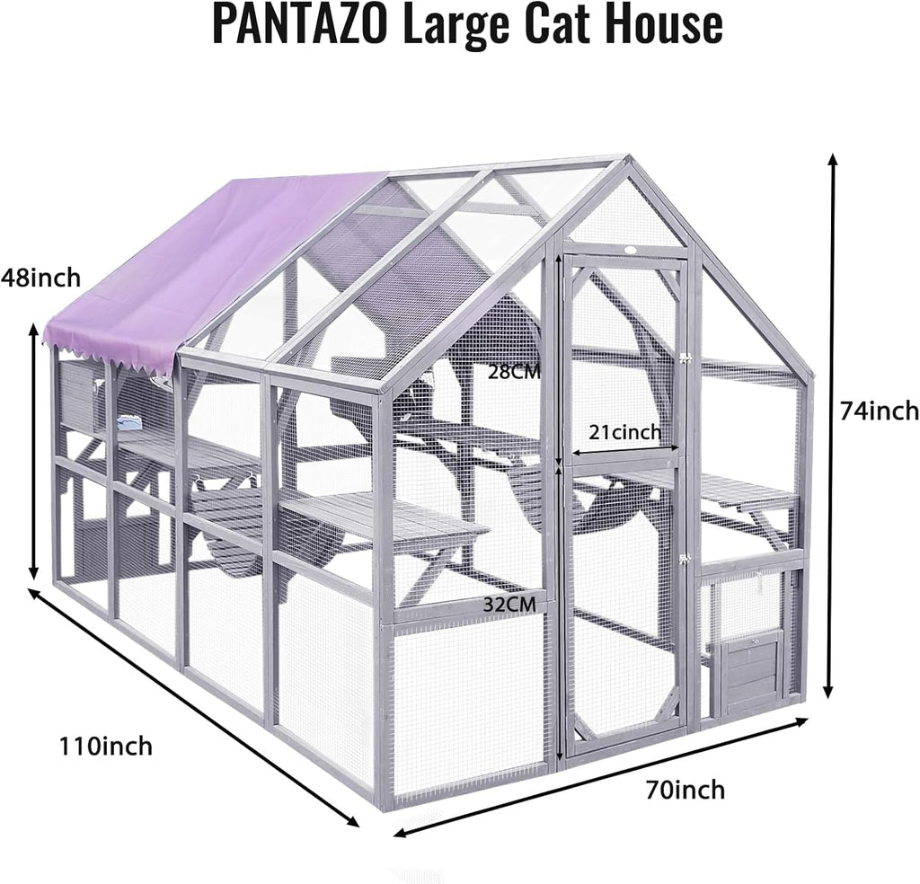 Large Catio Outdoor Cat Enclosure with Waterproof Roof E2999