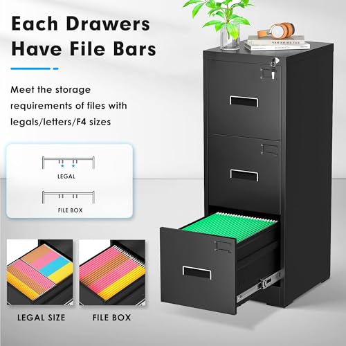 Black 2 Drawer Locking Metal File Cabinet V5690