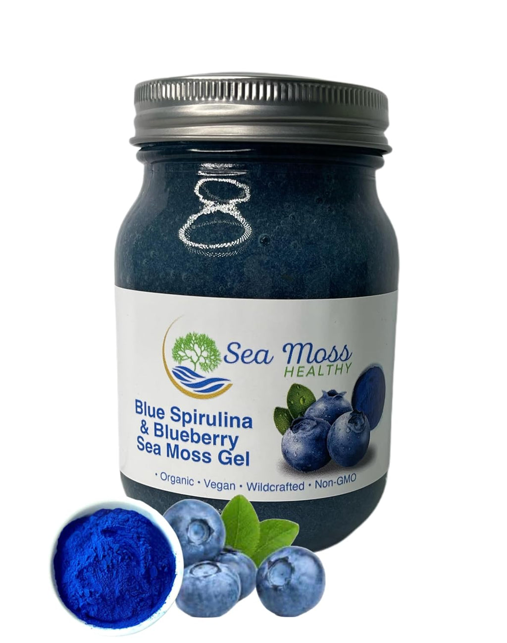 Blue Spirulina Blueberry Sea Moss Gel, 16 oz J7323