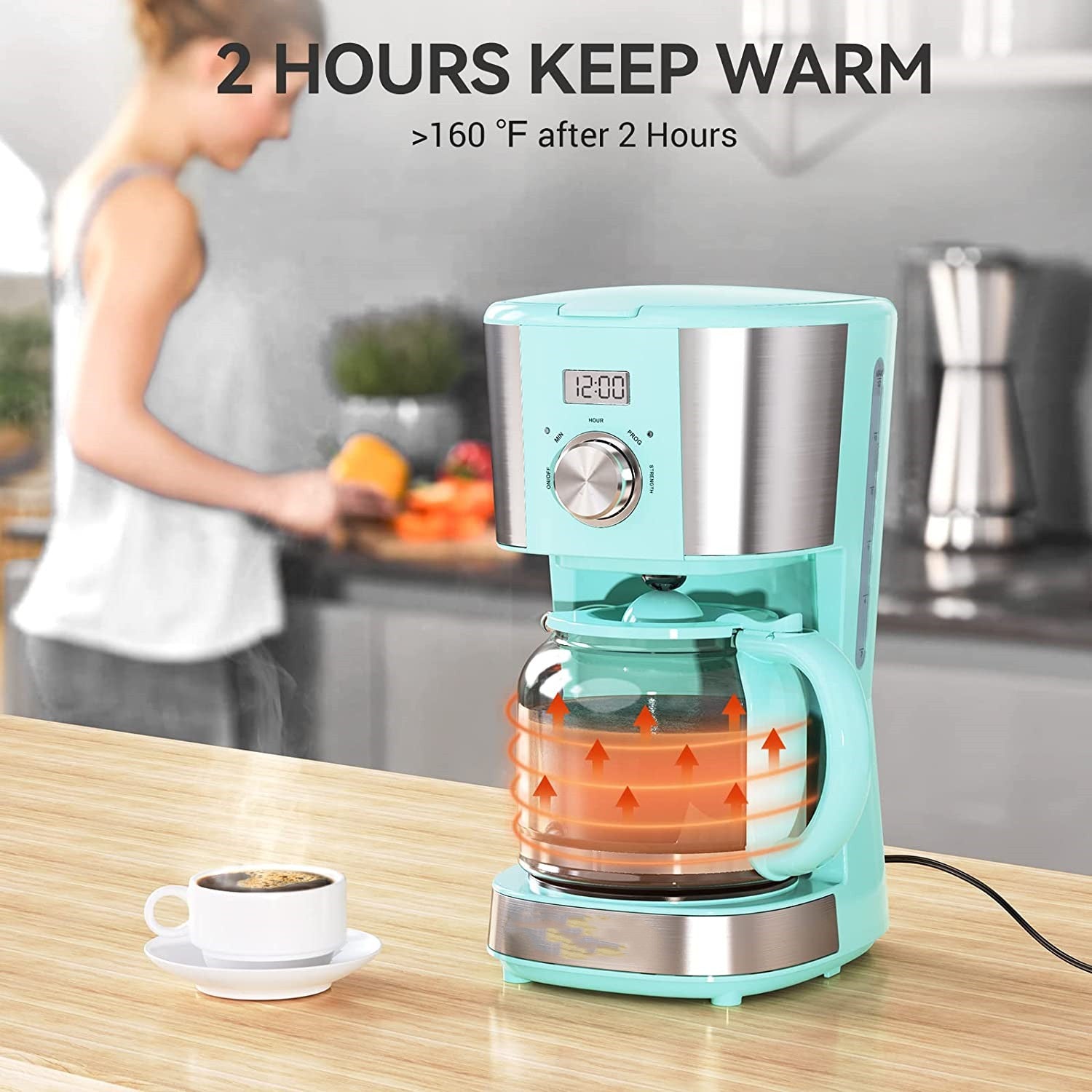 Blue 12-Cup Programmable Drip Coffee Maker N256081