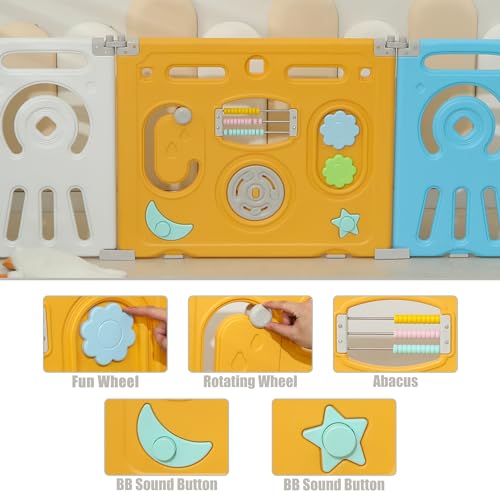 Grey & White 22 Panels Foldable Baby Playpen B9471