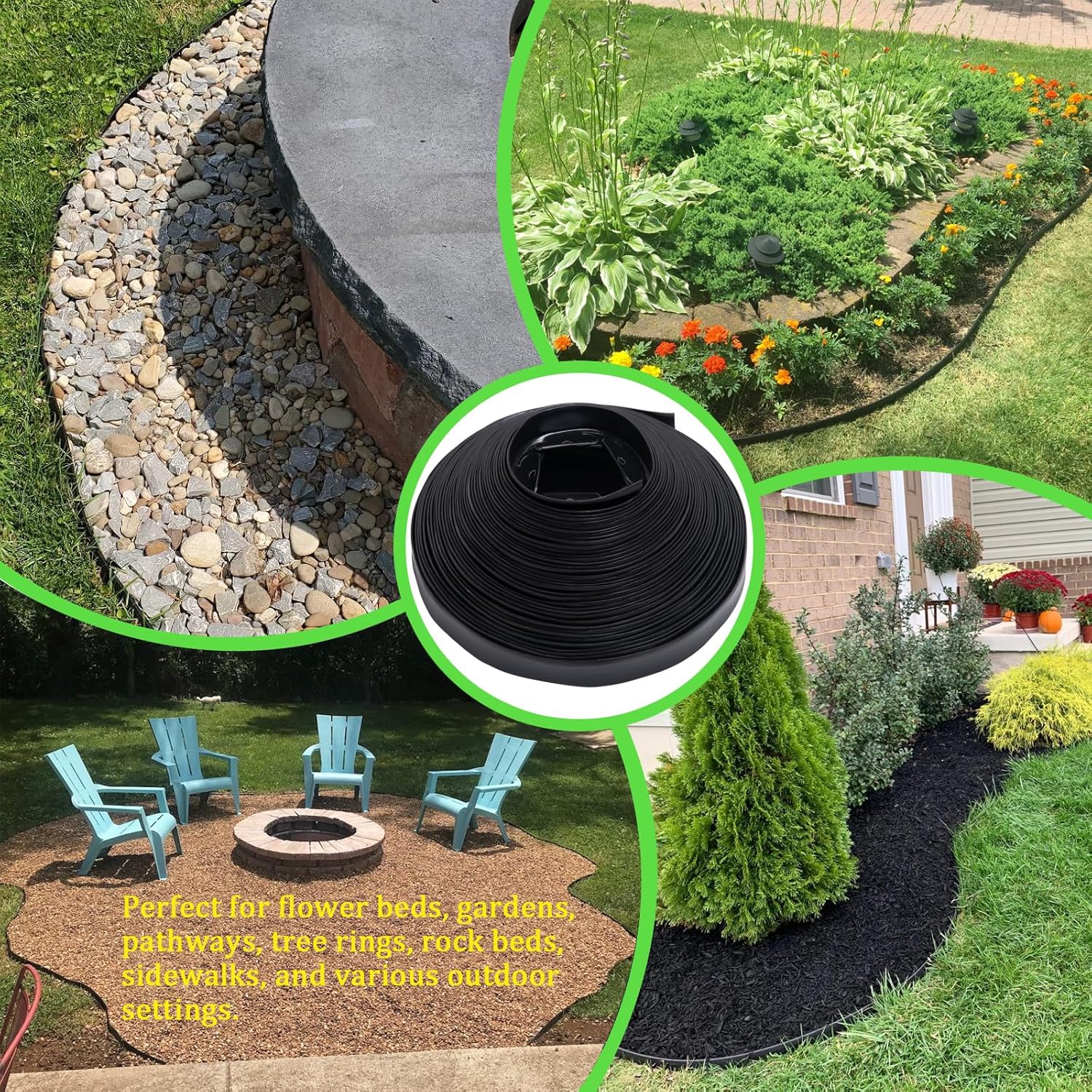 Black 100FT Landscape Edging Kit with 32 Anchoring Stakes O9102