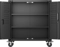 Black Metal Steel Storage Cabinet with Wheels and Pegboard I9212