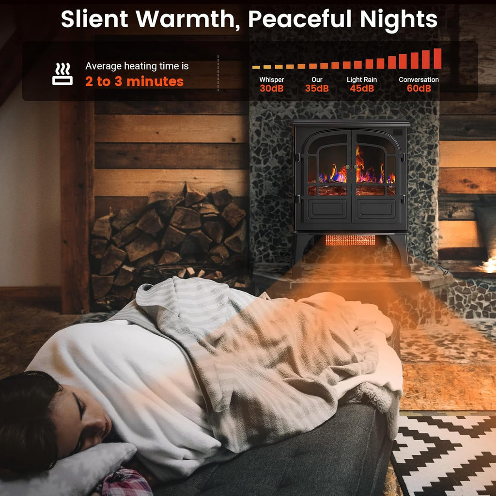 24'' Electric Fireplace Heater with Remote Control, 3D Realistic Flame, 750/1500W M172899