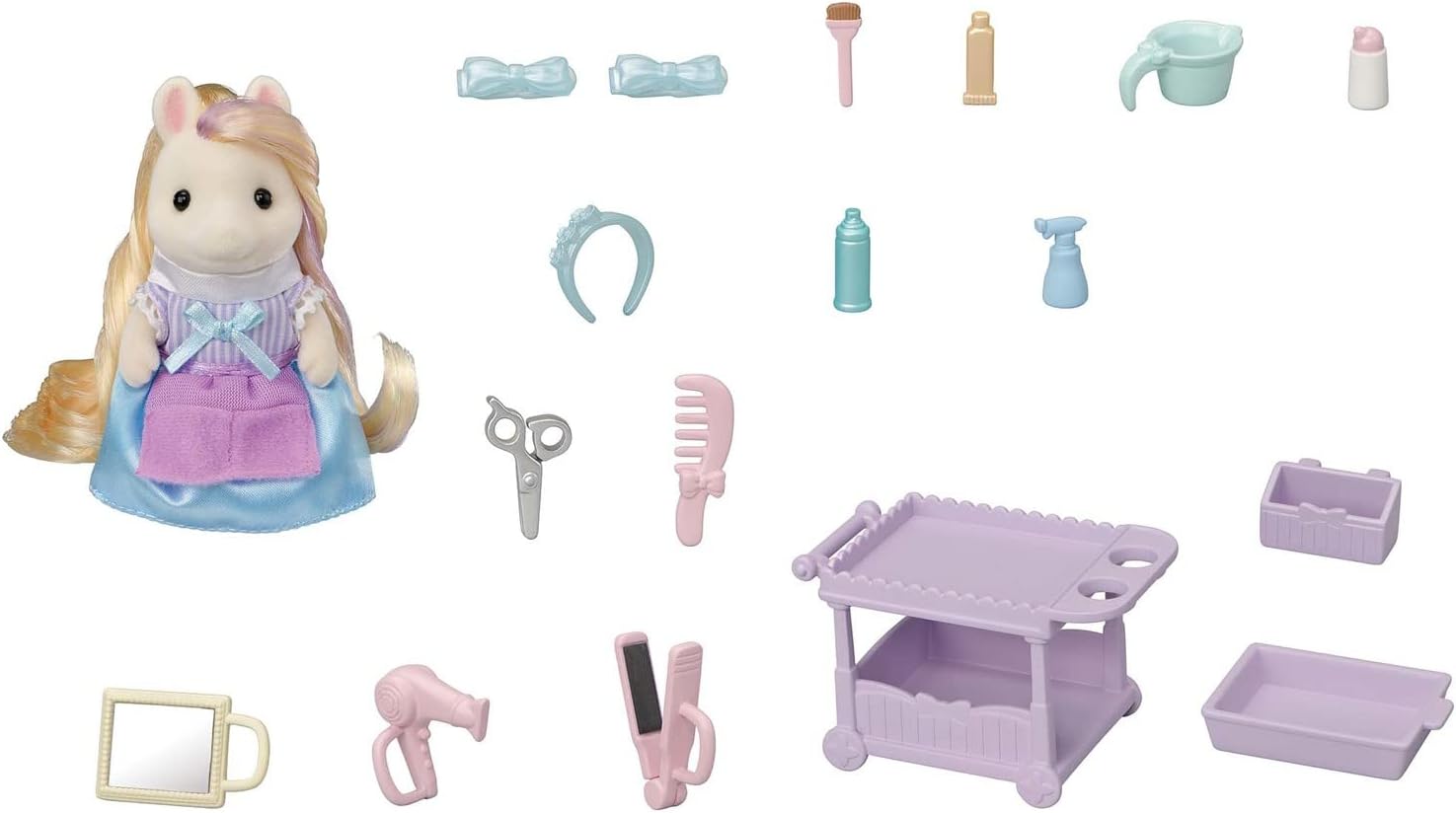 Pony's Hair Stylist Set Dollhouse Playset with Figure and Accessories S698