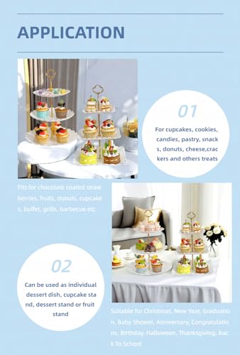 2 Pack White 3 Tier Plastic Dessert Cupcake Stand Z3571