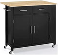 Black Wood Top Drop Leaf Kitchen Island B1255