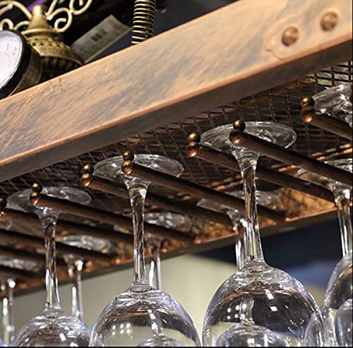 Bronze Metal Wall-Mounted Wine Glass Rack, 80x35cm B72469