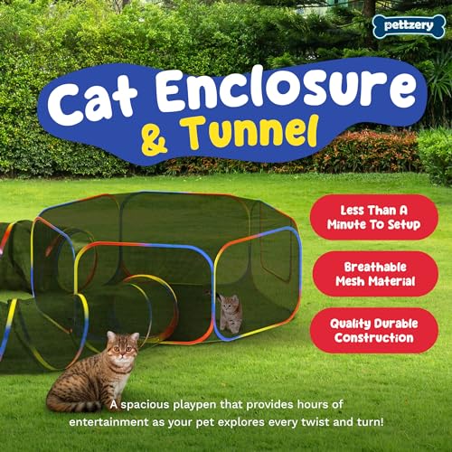 Outdoor Cat Enclosure - Portable Catio Playground Tent & Tunnels H5160