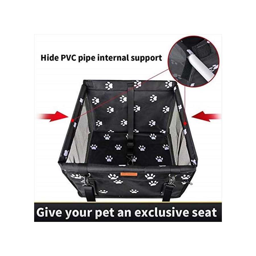 Dog Car Seat with Clip-On Safety Leash and PVC Support Pipe L137
