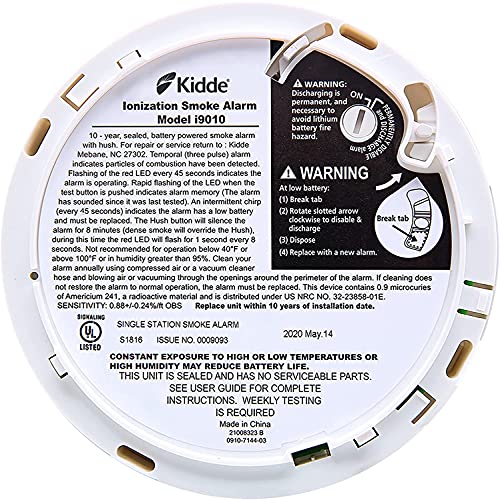 10-Year Battery Powered Smoke Detector with LED Warning Light M638