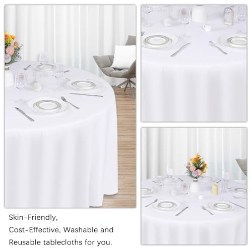 12 Pack White 120 Inch Round Polyester Tablecloth W4005