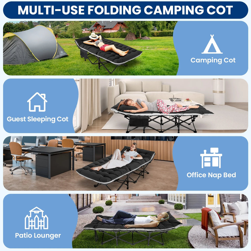 Portable Folding Bed with Removable Thick Mattress and Carry Bag D43670