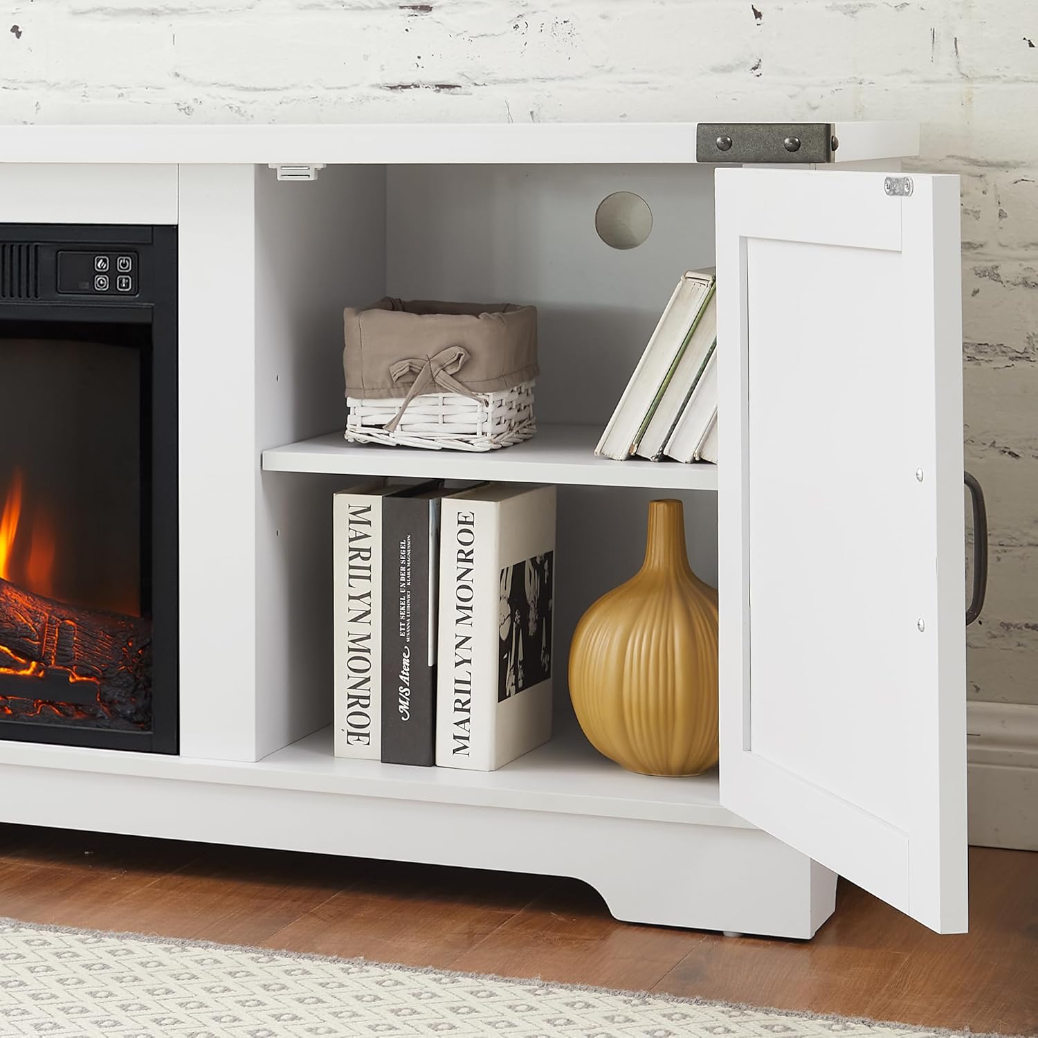 White Large Fireplace TV Stand with 23" Fireplace Insert C39890