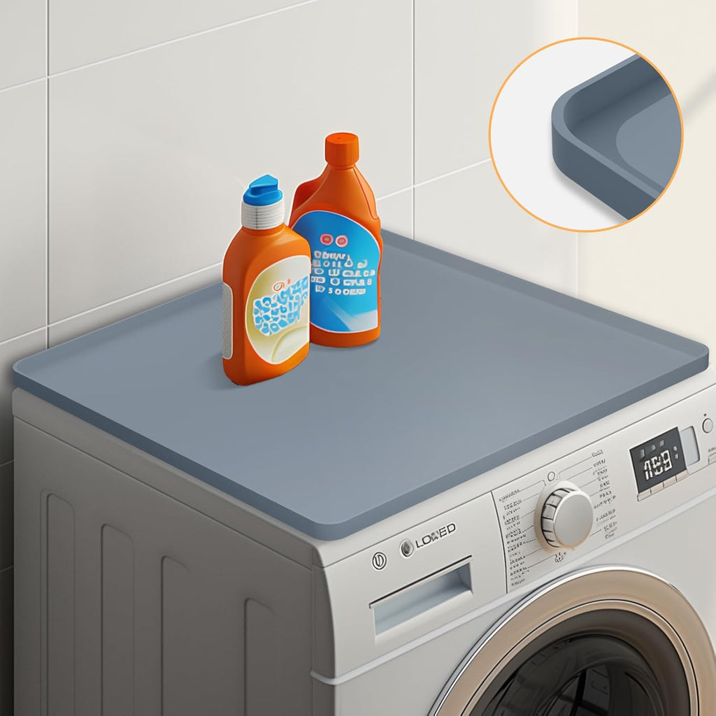 Grey Silicone Rubber Washer Dryer Top Protector Mat Z126132